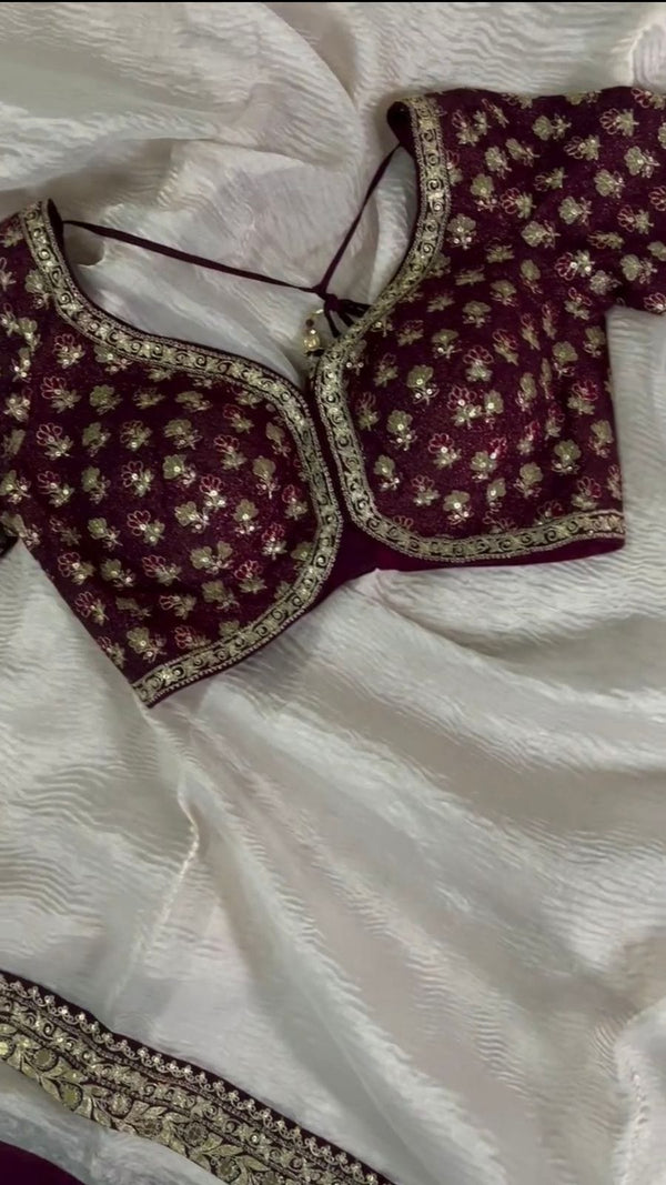 Elegant Designer Saree with Sequin Embroidery – Stylish Partywear Look