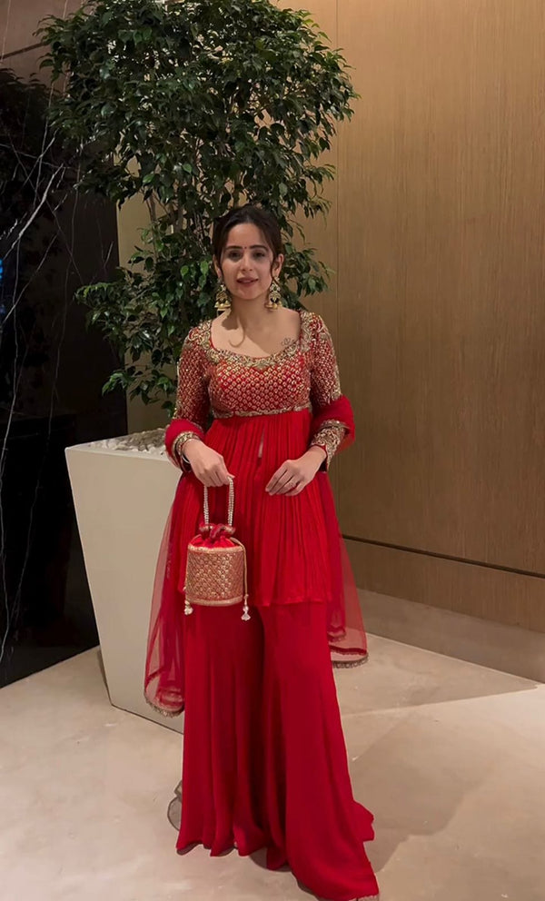 Georgette Sharara Set with Dupatta – Designer Ethnic Wear for Women