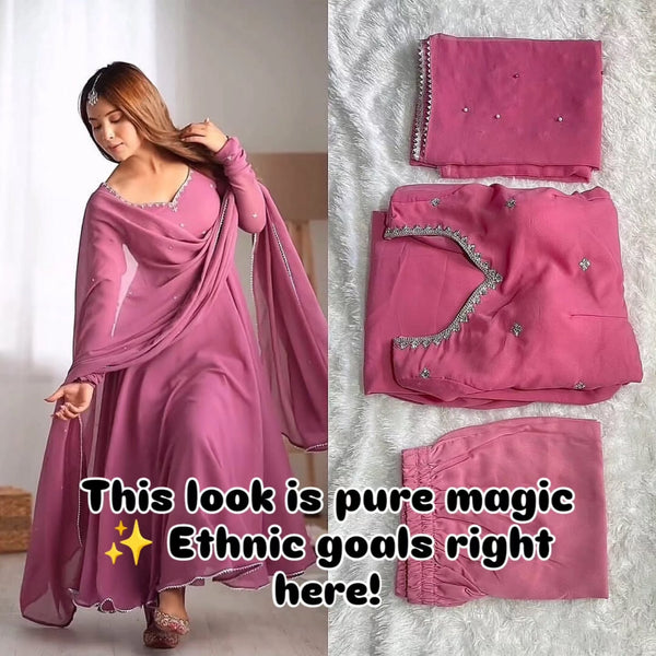 Pink Anarkali Suit with Dupatta for Wedding & Party Wear