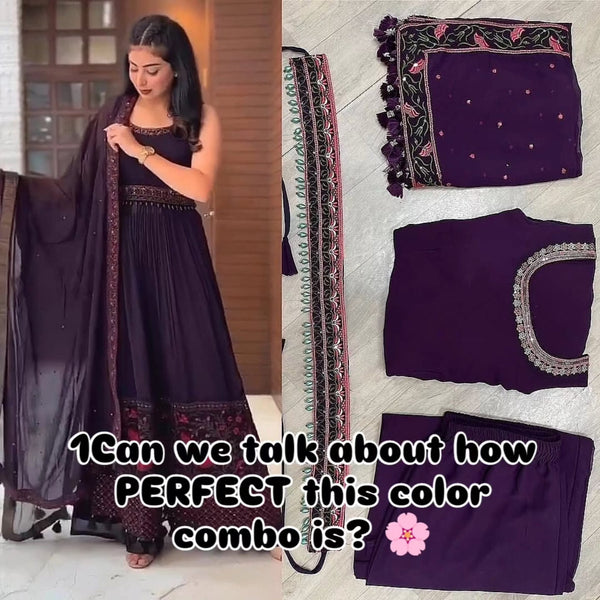 Purple Anarkali Suit with Embroidered Dupatta for Wedding & Festive Wear