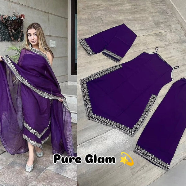 Purple Straight Suit with Dupatta for Wedding & Festive Wear