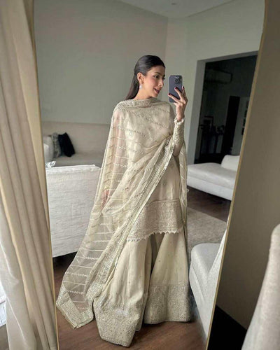 Chinon Sharara Set with Sequin Embroidery | Eid Special Outfit