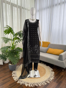Designer Georgette Suit Set with Real Mirror Work – Elegant 3-Piece Outfit