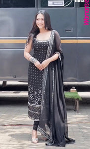Designer Georgette Suit Set with Real Mirror Work – Elegant 3-Piece Outfit