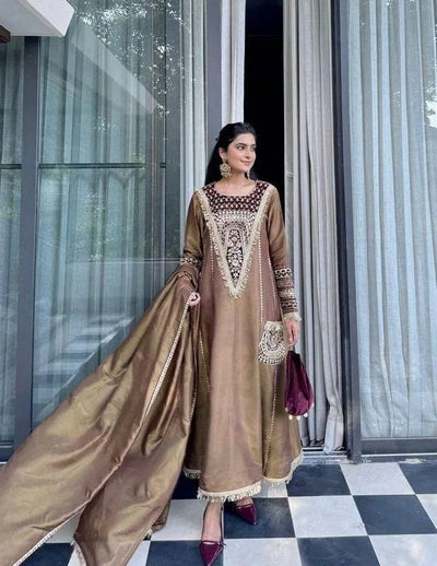 Designer Kali Suit Set with Pant and Dupatta for Wedding Wear