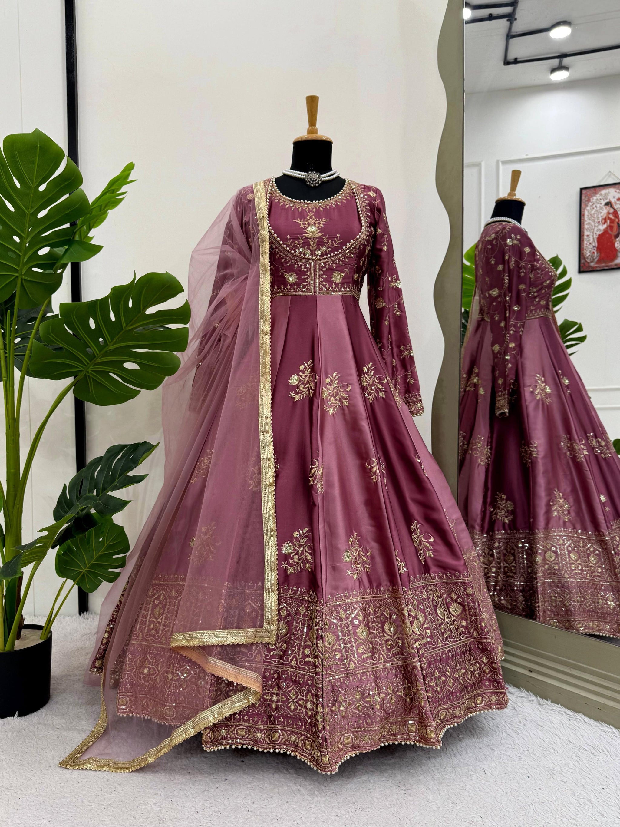 Elegant Anarkali Dress with Dupatta for Wedding & Party Wear