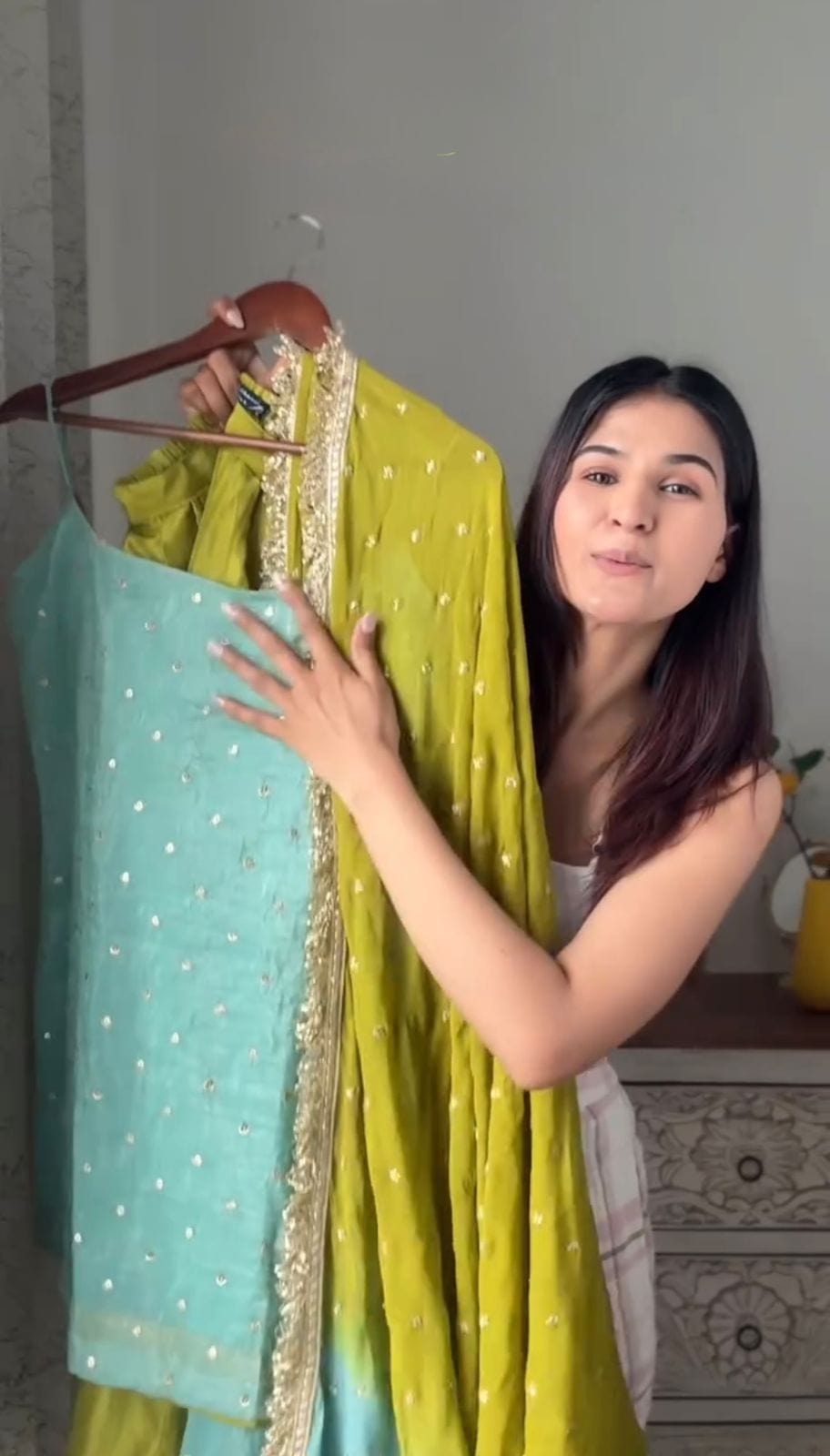 Elegant Chinon Silk Suit Set with Plazo & Dupatta – Party Wear Collection