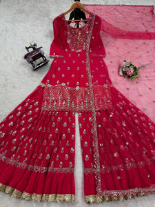 Georgette Sharara Set with Dupatta – Designer 3-Piece Party Wear Outfit