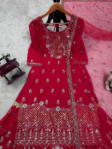 Georgette Sharara Set with Dupatta – Designer 3-Piece Party Wear Outfit