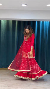 Georgette Sharara Set with Dupatta – Designer 3-Piece Party Wear Outfit