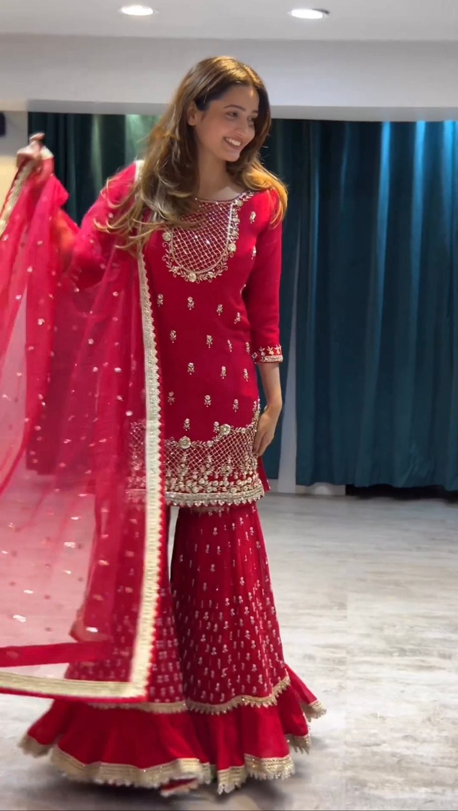 Georgette Sharara Set with Dupatta – Designer 3-Piece Party Wear Outfit