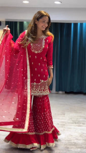 Georgette Sharara Set with Dupatta – Designer 3-Piece Party Wear Outfit