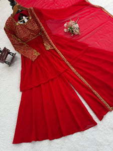 Georgette Sharara Set with Dupatta – Designer Ethnic Wear for Women