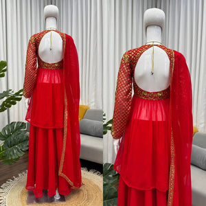 Georgette Sharara Set with Dupatta – Designer Ethnic Wear for Women