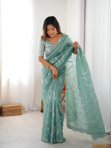 Gold Crush Saree Worn by Anikta Chauhan | Sequin Partywear Look