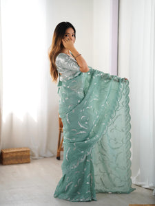 Gold Crush Saree Worn by Anikta Chauhan | Sequin Partywear Look