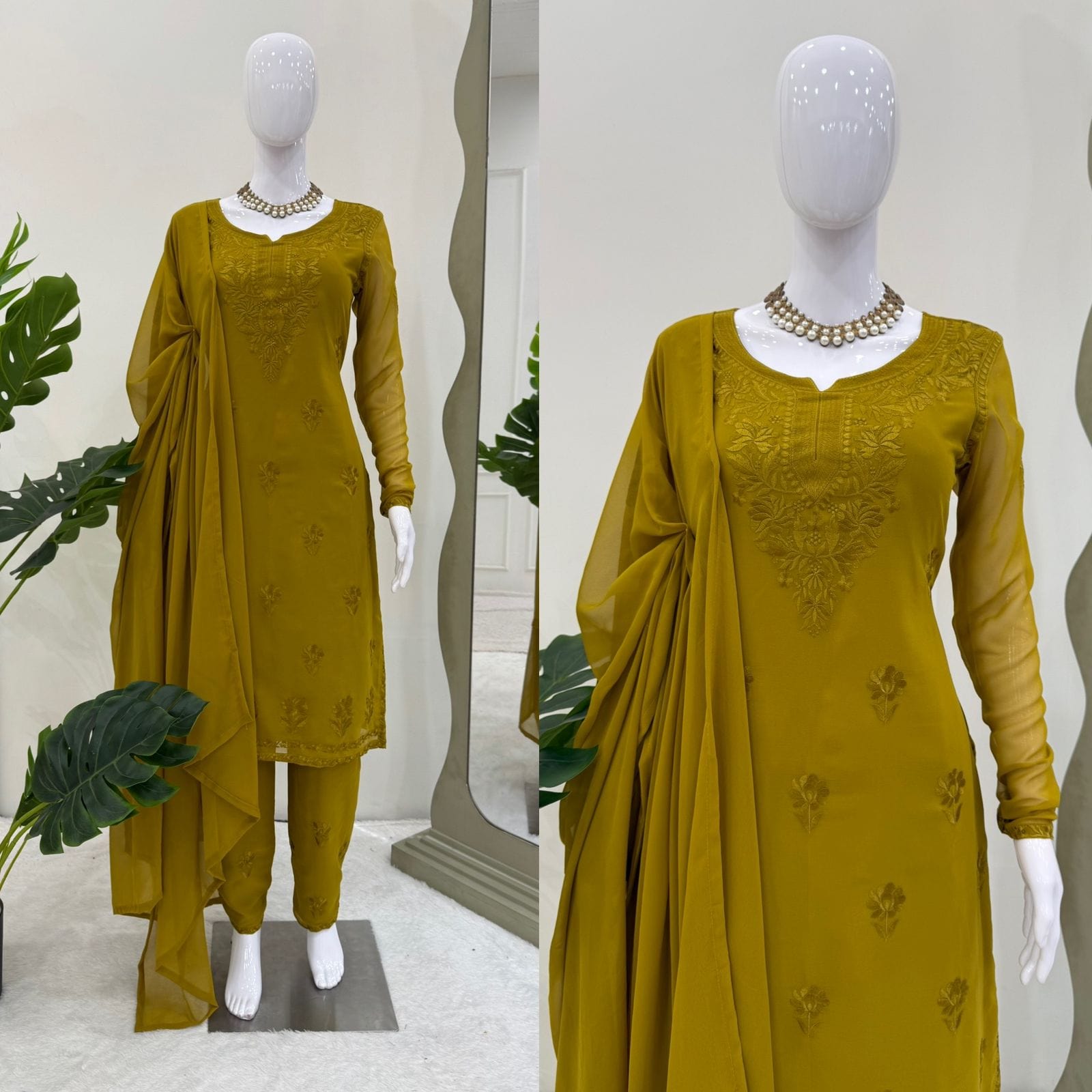Graceful Georgette Party Wear Suit Set with Dupatta & Pant