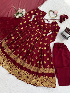 Jacquard Anarkali Suit with Dupatta – Elegant 3-Piece Ethnic Set