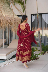 Jacquard Anarkali Suit with Dupatta – Elegant 3-Piece Ethnic Set