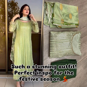 Light Green Straight Suit with Dupatta for Festive & Wedding Wear