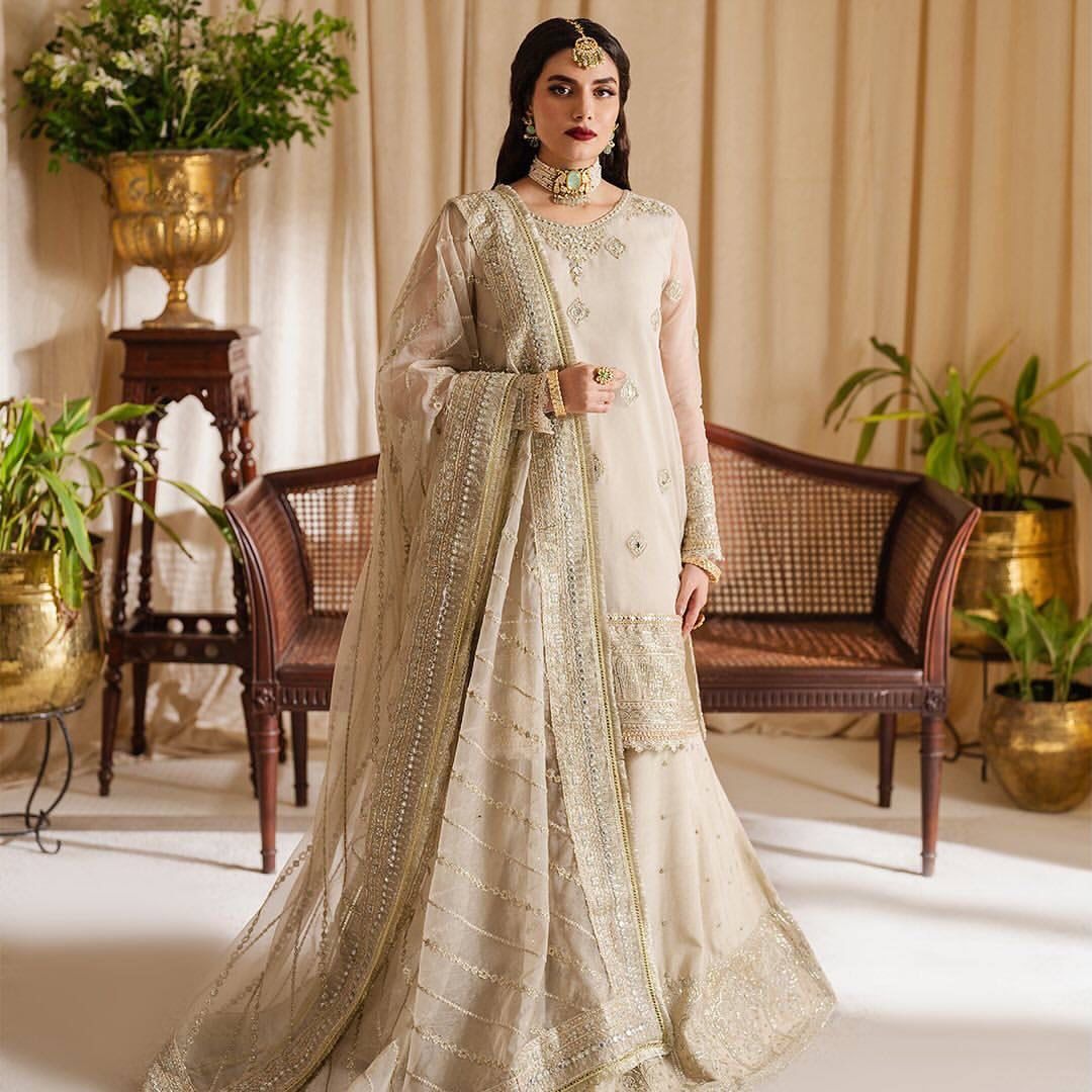 Premium Chinon Sequin Embroidered Sharara Set – Eid Special | Top, Pants & Dupatta