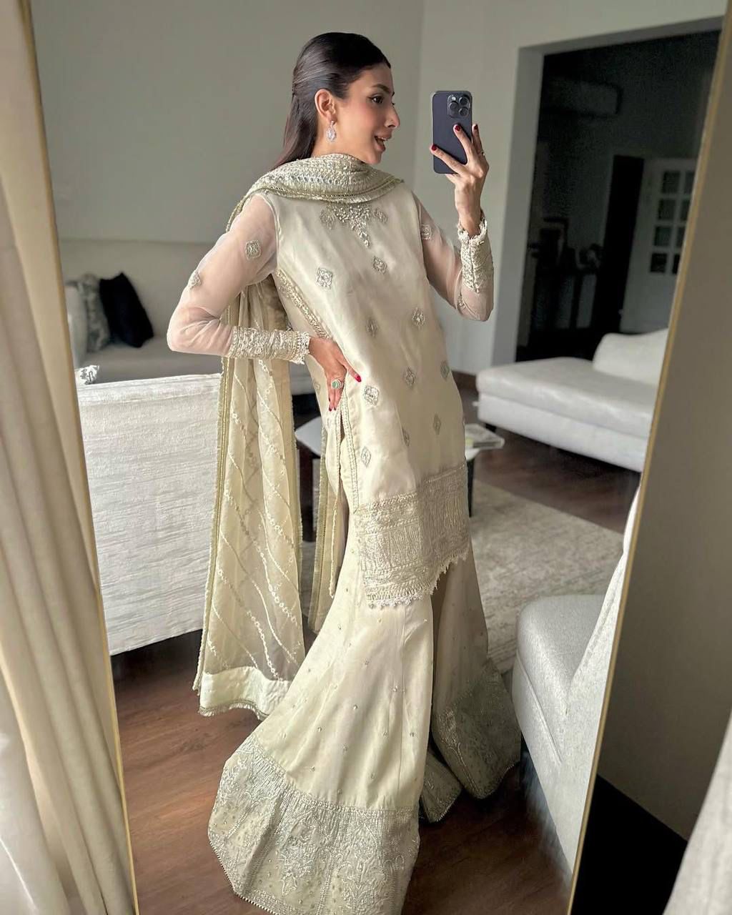 Premium Chinon Sequin Embroidered Sharara Set – Eid Special | Top, Pants & Dupatta