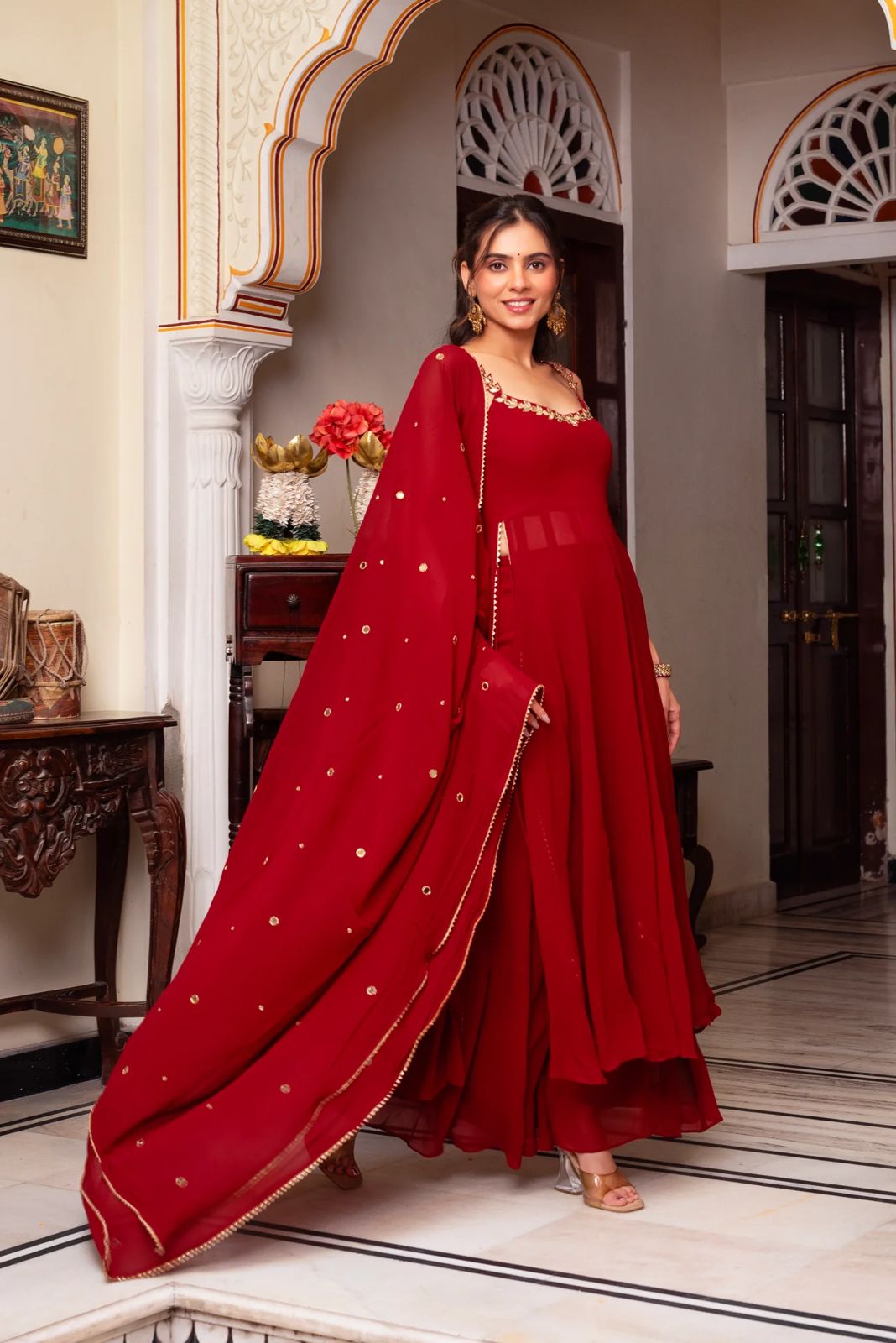 Trendy Palazzo Set with Mirror Work & Dupatta for Wedding Season