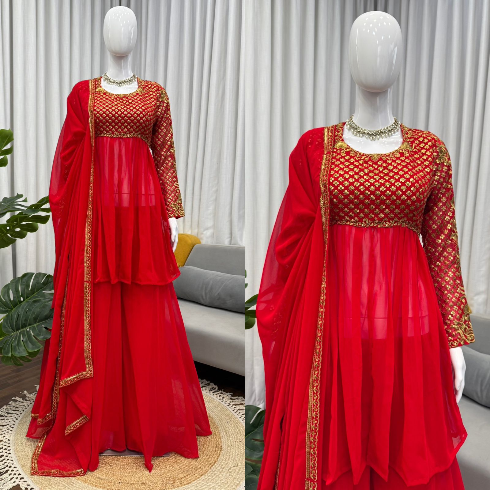 Georgette Sharara Set with Dupatta – Designer Ethnic Wear for Women