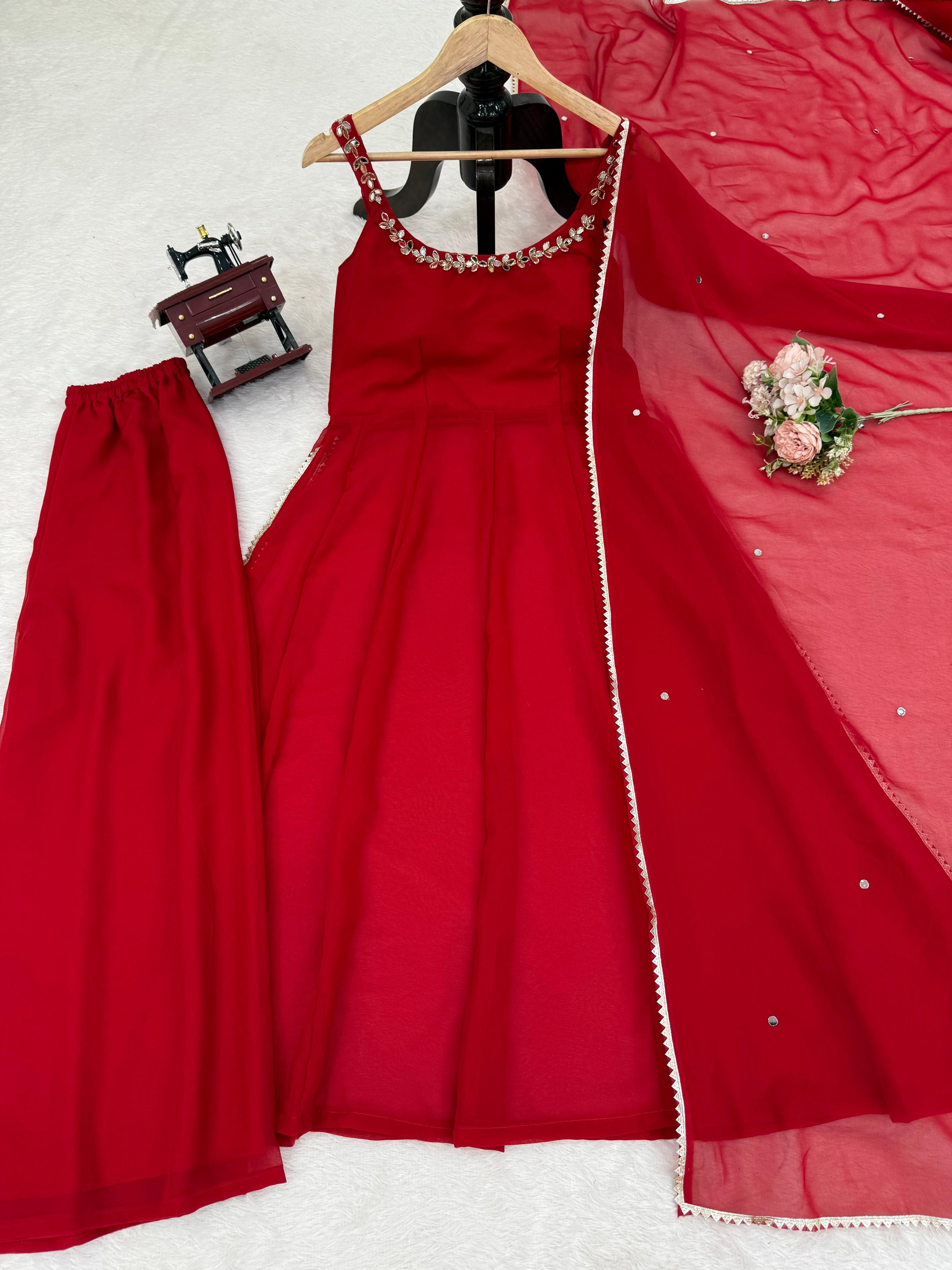 Trendy Palazzo Set with Mirror Work & Dupatta for Wedding Season