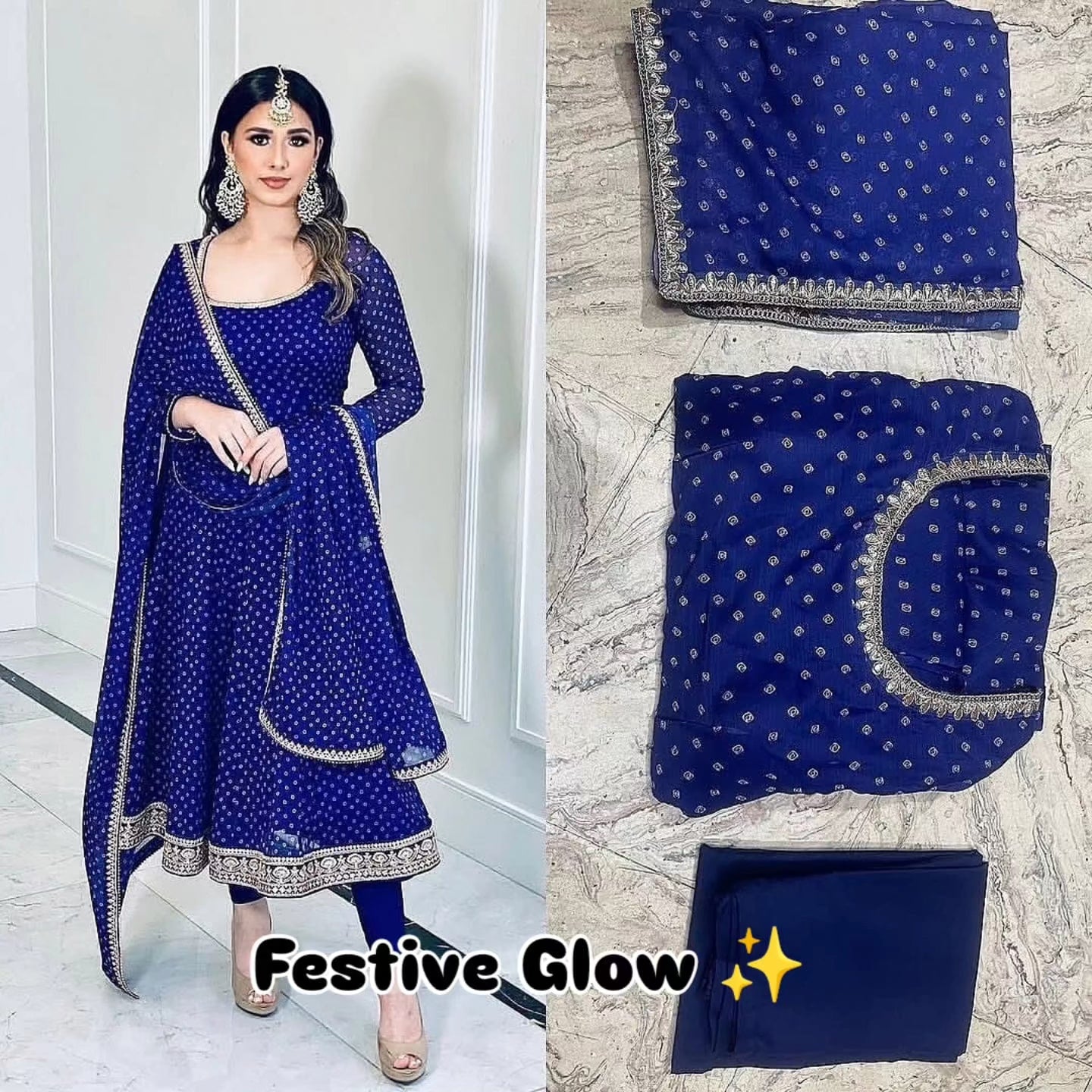 Royal Blue Anarkali Suit with Dupatta for Wedding & Festive Wear