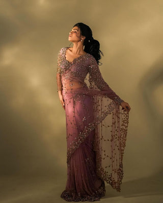 Soft Net Designer Saree for Celebrations | Sequin Embroidered Look