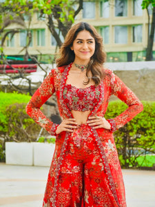 Tibby Silk Sharara Set with Shrug & Blouse – Designer Party Wear for Women