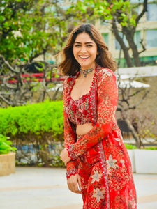 Tibby Silk Sharara Set with Shrug & Blouse – Designer Party Wear for Women