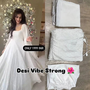 White Anarkali Suit with Dupatta for Wedding & Festive Wear